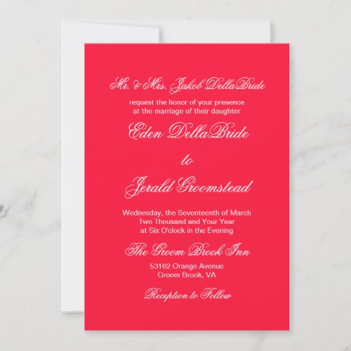 Tractor Red Bold Monochrome Wedding Invitation