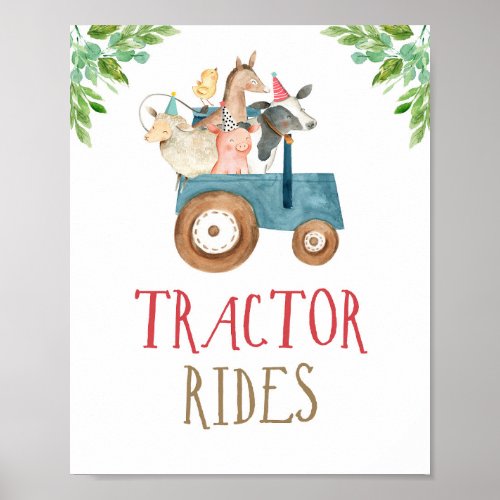 Tractor Rides Farm Animals Barnyard Boy Birthday P Poster