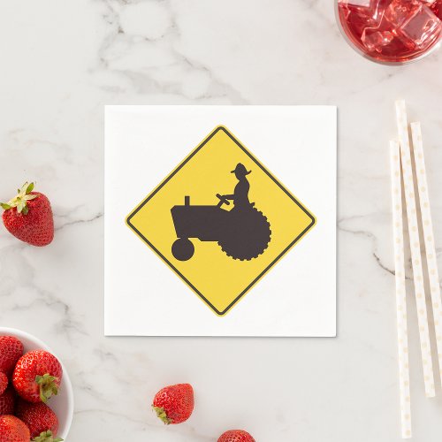 Tractor Road Sign Paper Napkins