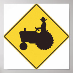 Tractor Road Sign Poster | Zazzle