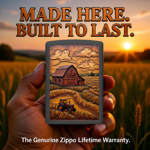 Tractor Rustic Barn Winding Fields Zippo Lighter