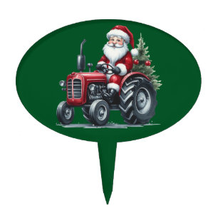 Tractor Santa Cake Topper