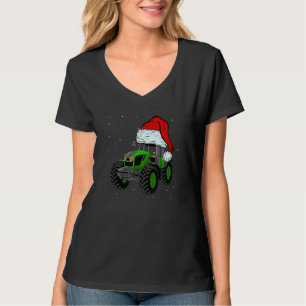 Tractor Santa Hat Christmas Farmer Family  Farming T-Shirt