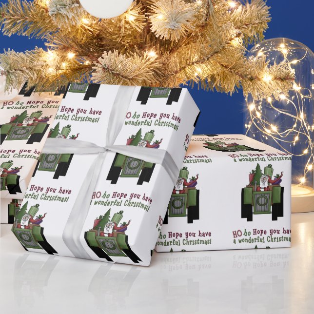 Tractor Santa Holiday wrapping paper (Holidays)