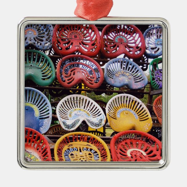 Tractor Seats at Tractor Show Metal Ornament (Front)