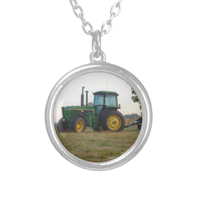 Tractor  silver plated necklace (Front)