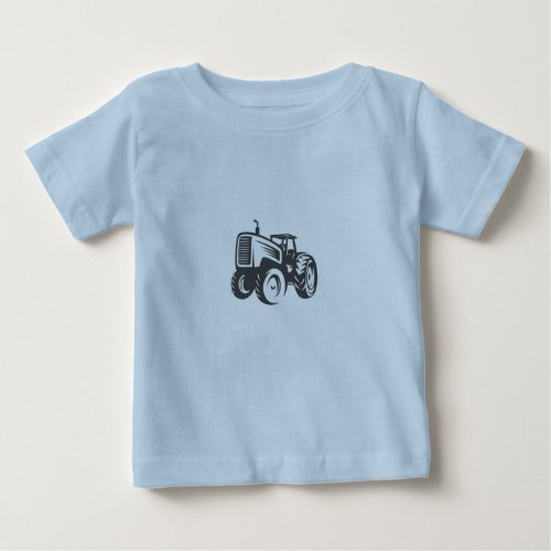 Tractor sketch design white background baby T_Shirt
