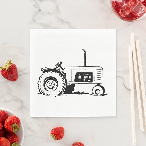 Tractor Sketch Napkins