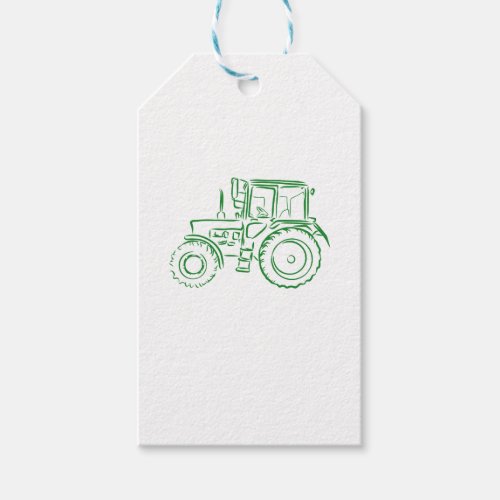 Tractor Sketch Party Favor Gift Tags