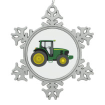 tractor snowflake pewter christmas ornament