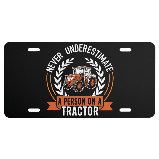 Tractor Text Saying License Plate (Front)