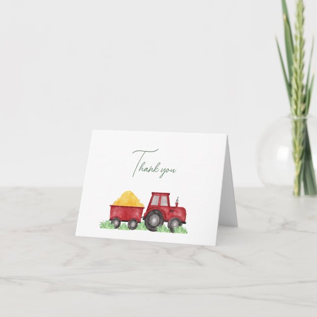 Tractor Thank You Card, Barnyard Farm Birthday (Front)