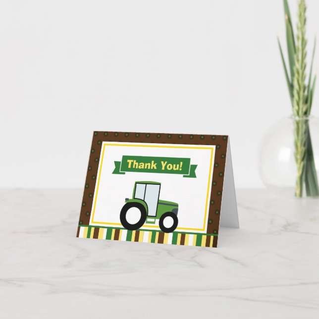 Tractor Thank You Card Folded Note Card (Front)