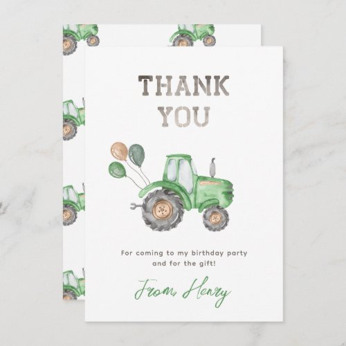 Tractor Thank You Card  Tractor Thank you
