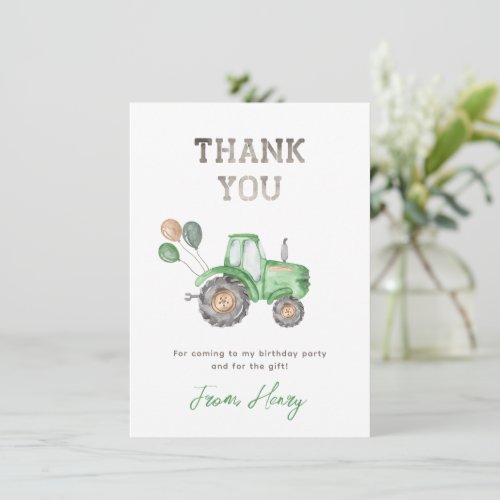 Tractor Thank You Card  Tractor Thank you