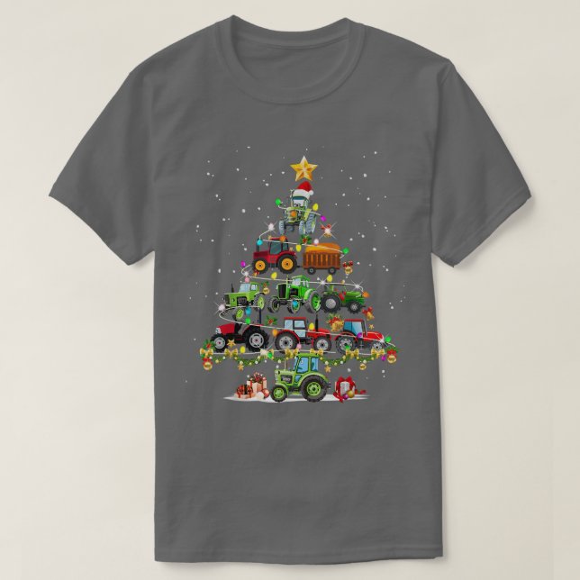 Tractor Truck Christmas Tree Light Farm Tractor Ug T-Shirt (Design Front)