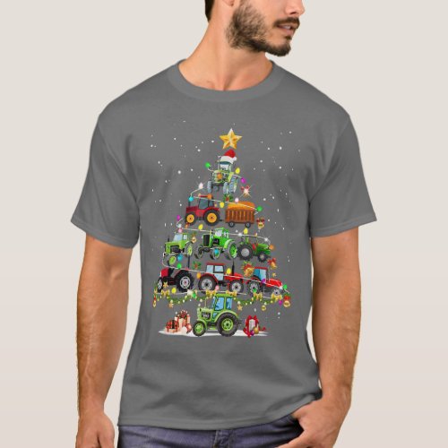 Tractor Truck Christmas Tree Light Farm Tractor Ug T_Shirt