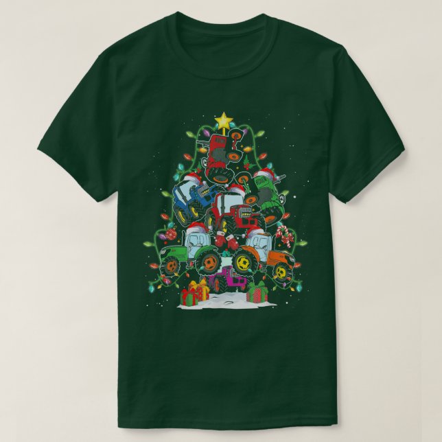 Tractor Truck Christmas Tree Light Farm Tractor Ug T-Shirt (Design Front)