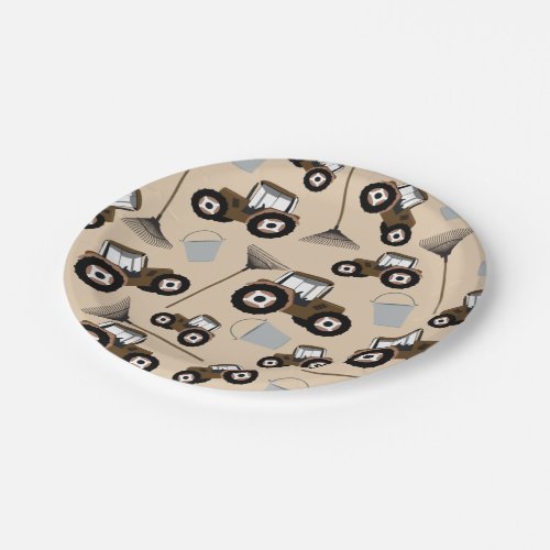 Tractor Truck Pattern Farm Equipment Paper Plates