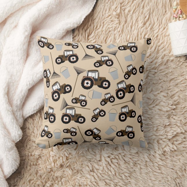 Tractor Truck Pattern Farm Equipment  Throw Pillow (Blanket)