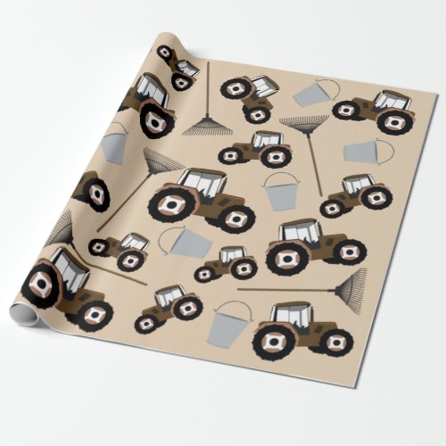 Tractor Truck Pattern Farm Equipment  Wrapping Paper