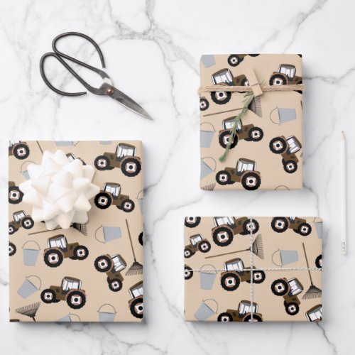 Tractor Truck Pattern Farm Equipment Wrapping Paper Sheets