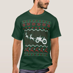 Tractor Ugly Christmas Present Farmer T-Shirt