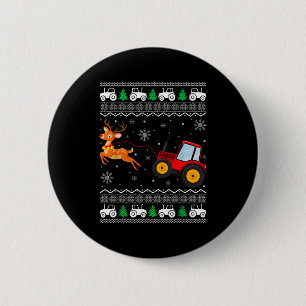 Tractor Ugly Christmas Tree Holiday Funny Xmas Boy Button
