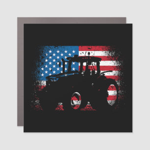 Tractor USA Flag design for Patriotic Farmer Car Magnet