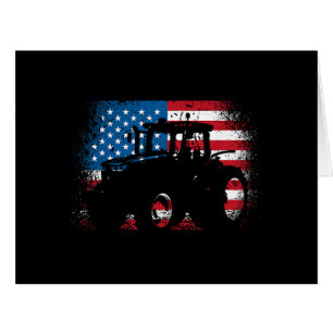 Tractor USA Flag design for Patriotic Farmer Cards