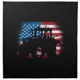 Tractor USA Flag Design for Patriotic Farmer Cloth Napkin