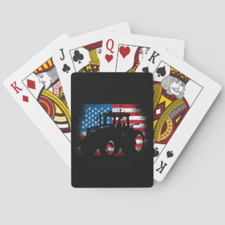 Tractor USA Flag design for Patriotic Farmer Poker Cards