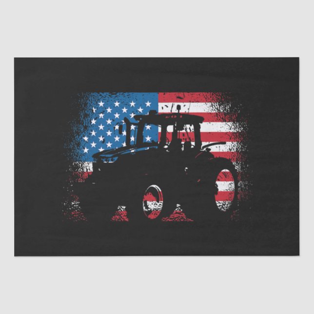 Tractor USA Flag design for Patriotic Farmer Tissue Paper (Front)