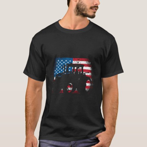 Tractor Usa Flag For Patriotic Farmer T_Shirt