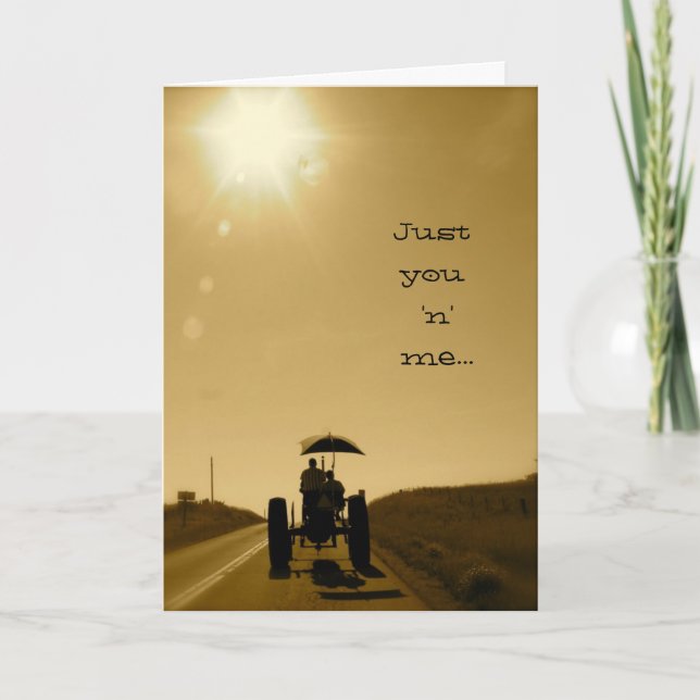 Tractor Valentine Card: Just you 'n' me Holiday Card (Front)