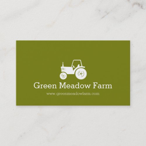 Tractor white green modern farm business card
