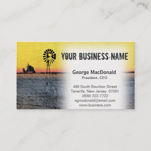 Customizable Tractor &amp; Windmill Business Cards