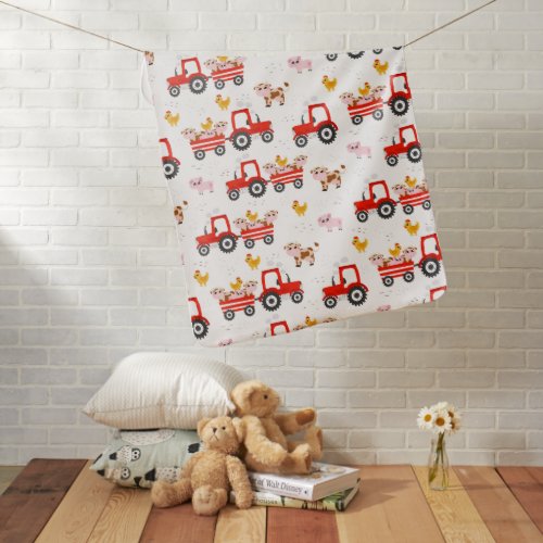 Tractor With Farm Animals Baby Blanket