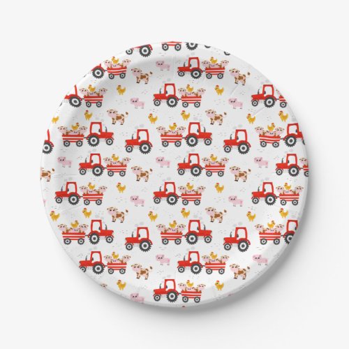 Tractor With Farm Animals Paper Plates