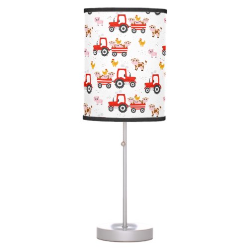 Tractor With Farm Animals Table Lamp