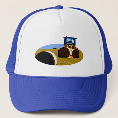 Tractor With Hay Bales Oil Paint  Trucker Hat