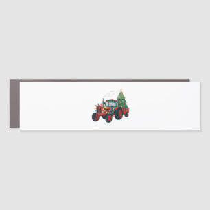 Tractor with Trailer Santa Farm Farmer Christmas Car Magnet