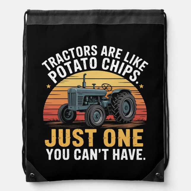 Tractors Are Like Potato Chips Drawstring Bag (Front)