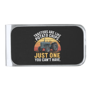 Tractors Are Like Potato Chips Silver Finish Money Clip