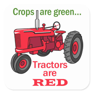 Tractors Are Red Square Sticker