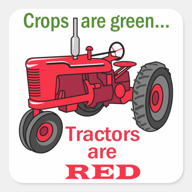 Tractors Are Red Square Sticker (Front)