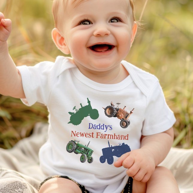 Tractors Daddy's Boy New Farmhand  Baby Bodysuit (Creator Uploaded)