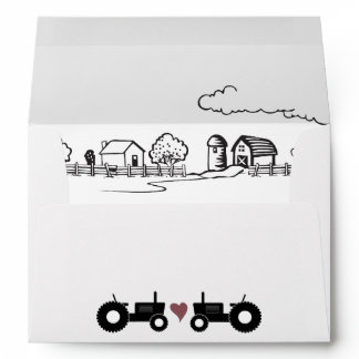 Tractors in LOVE Black and White Farm Wedding Envelope