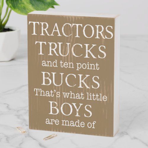 Tractors Trucks  Eight Point Bucks Boys  Wooden Box Sign