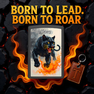 Tracy Snarling Black Panther Fire Zippo Lighter